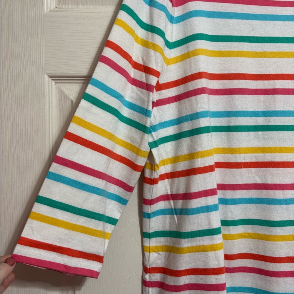 Talbots White Multi-Color Striped Boatneck Blouse - Picture 6 of 6